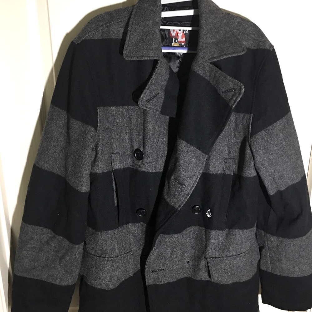 Volcom Black and Gray Striped Jacket